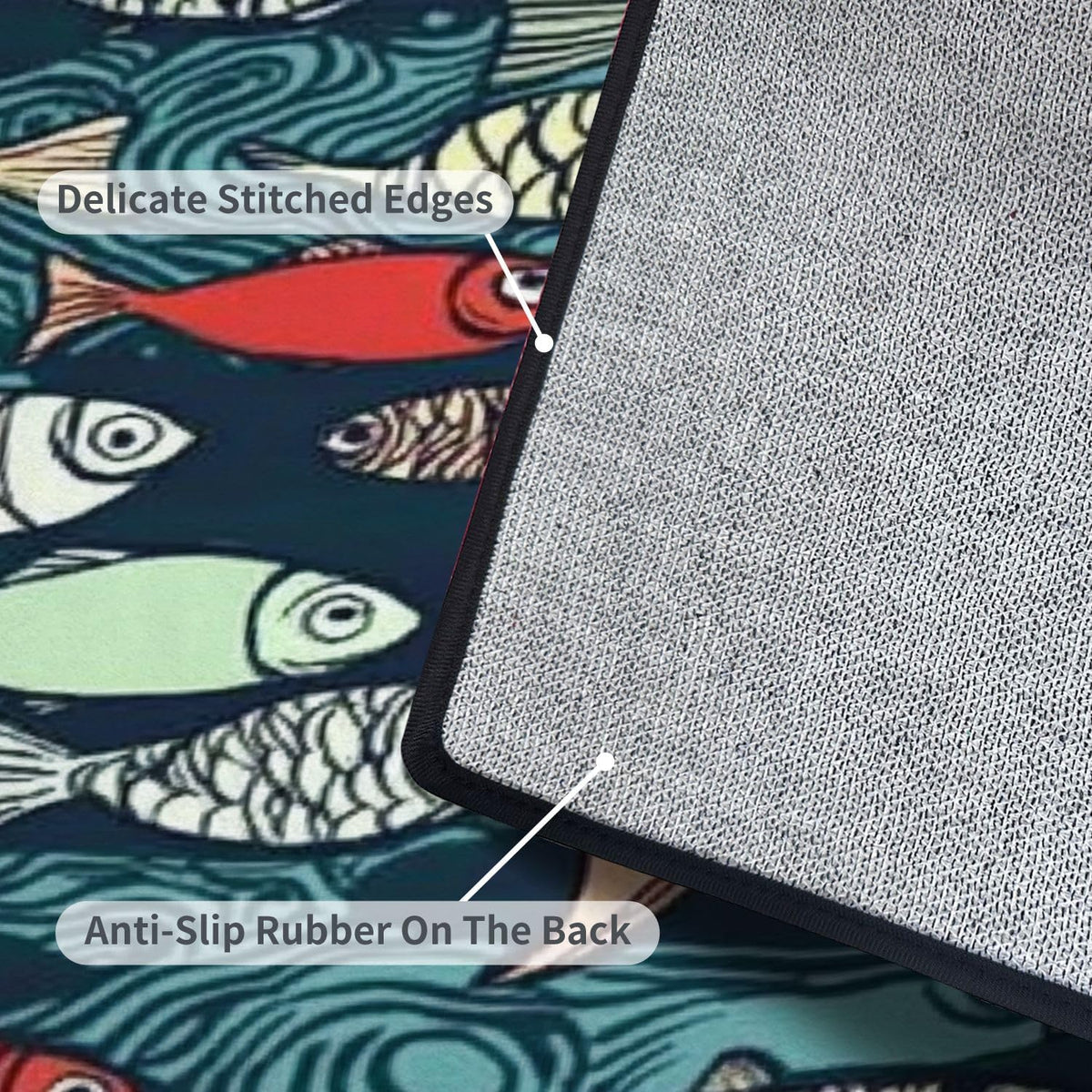 Runner Rug Washable 2x6 Seamless Pattern Fish Swimming Against Current Against Crowd Non-Slip Hallway Area Rug Indoor Outdoor Home Decor for Entryway Bathroom Kitchen Carpet Yoga Floor Mat