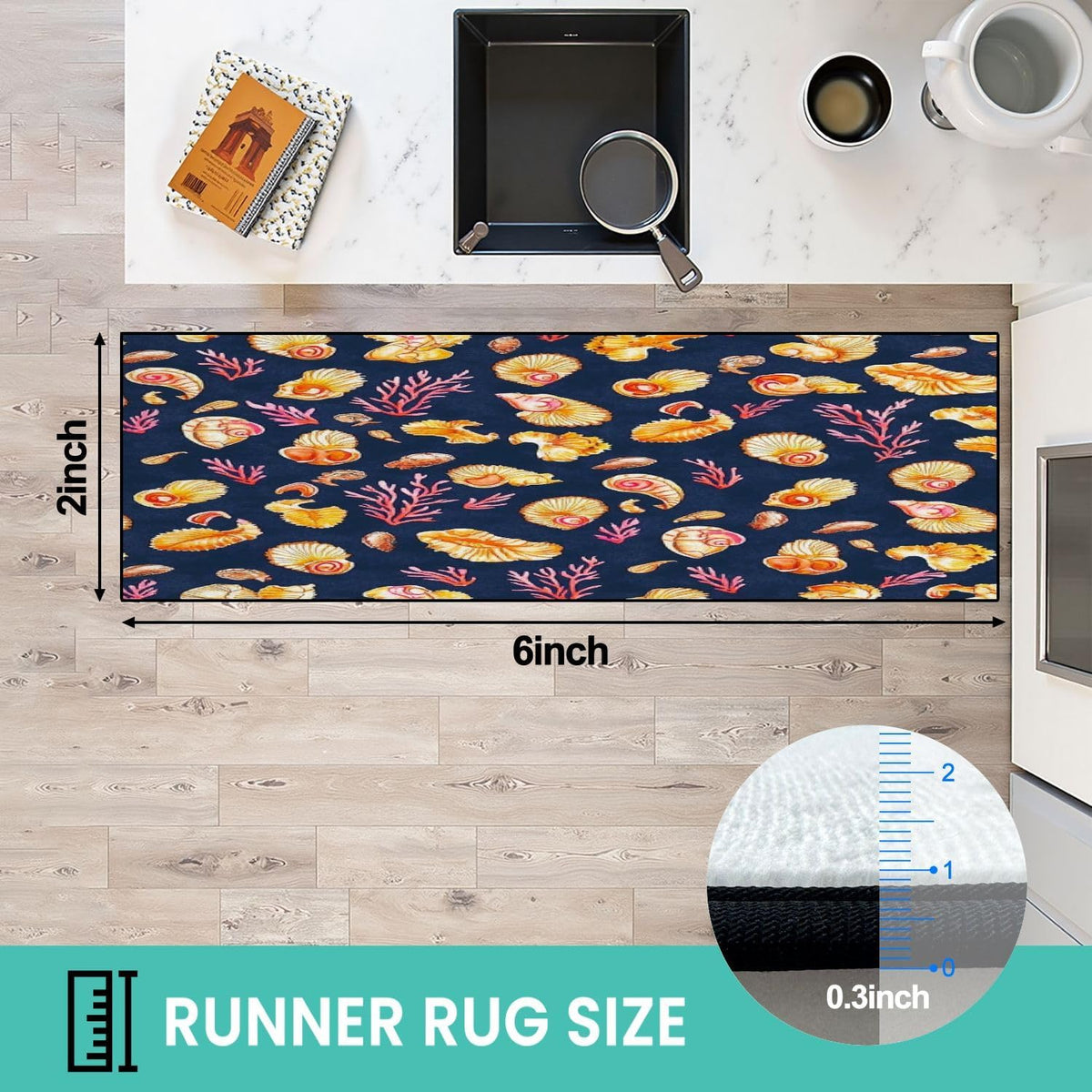 Runner Rug Washable 2x6 Seamless Pattern Fish Swimming Against Current Against Crowd Non-Slip Hallway Area Rug Indoor Outdoor Home Decor for Entryway Bathroom Kitchen Carpet Yoga Floor Mat
