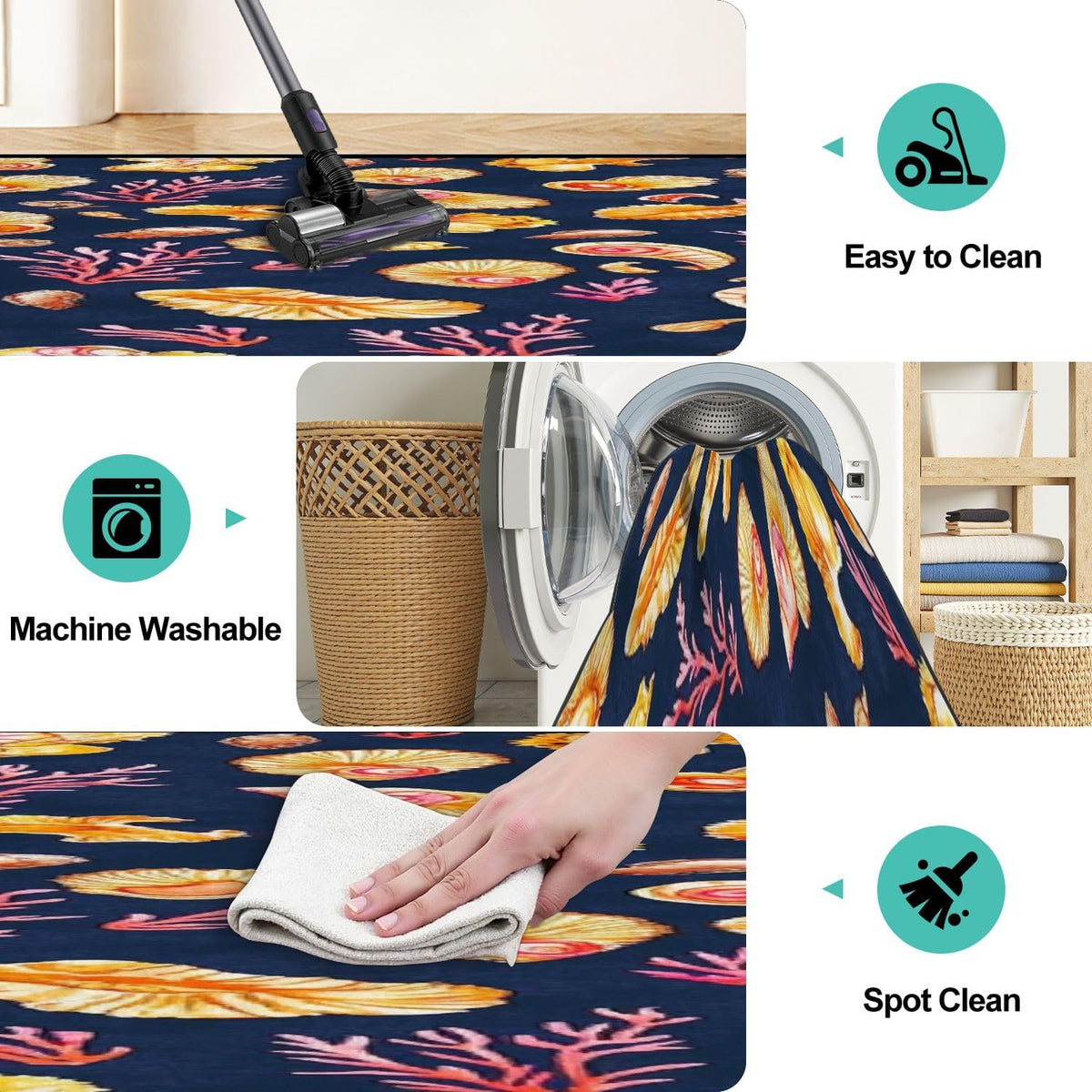 Runner Rug Washable 2x6 Seamless Pattern Fish Swimming Against Current Against Crowd Non-Slip Hallway Area Rug Indoor Outdoor Home Decor for Entryway Bathroom Kitchen Carpet Yoga Floor Mat