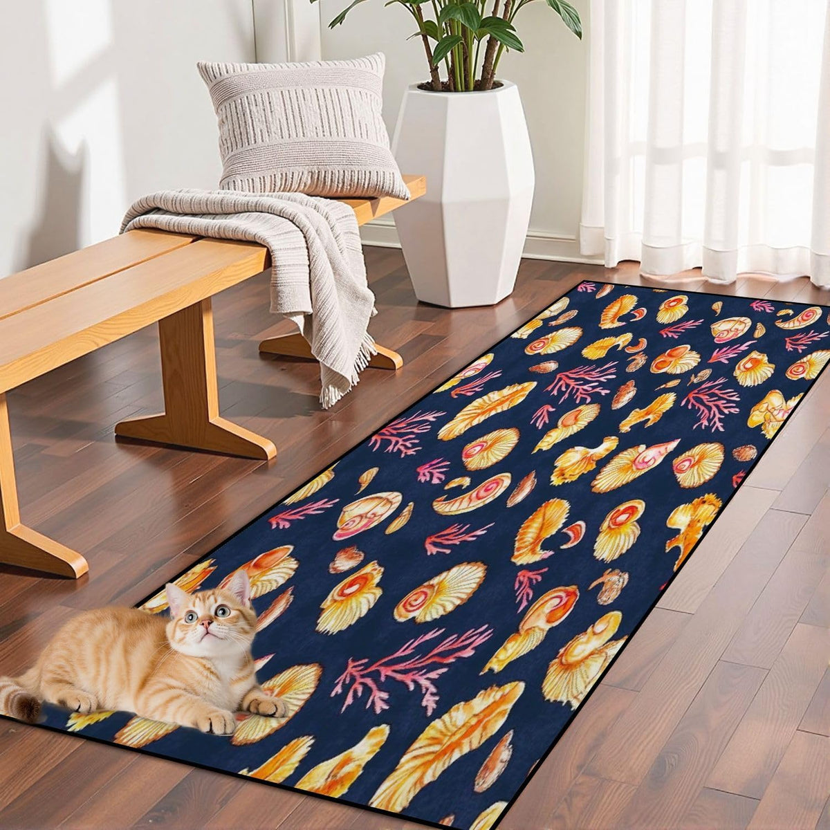 Runner Rug Washable 2x6 Seamless Pattern Fish Swimming Against Current Against Crowd Non-Slip Hallway Area Rug Indoor Outdoor Home Decor for Entryway Bathroom Kitchen Carpet Yoga Floor Mat