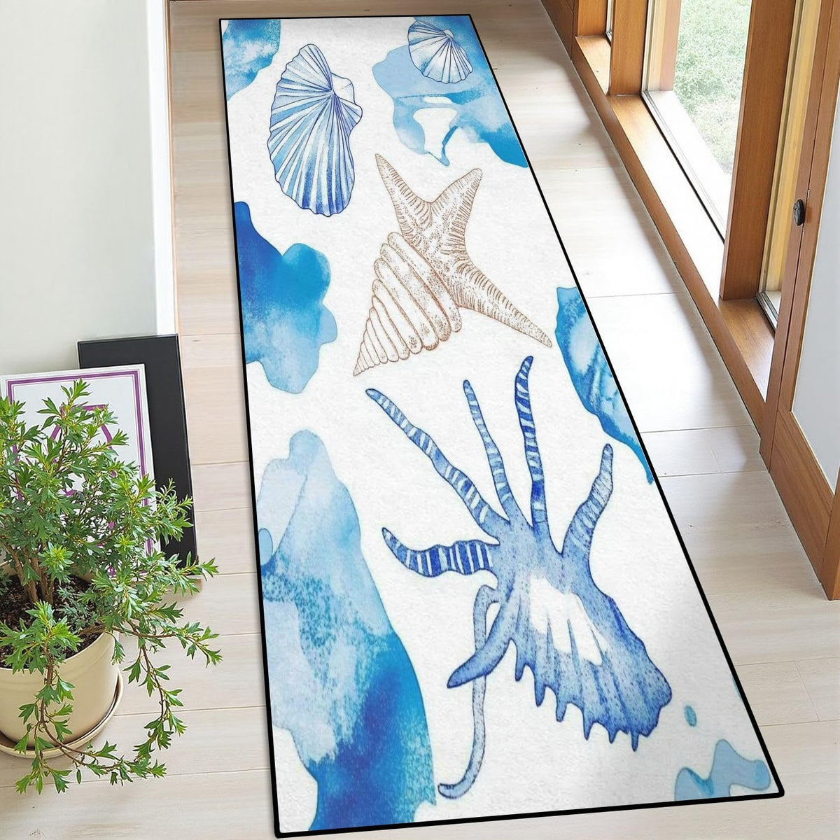 Runner Rug Washable 2x6 Seamless Pattern Fish Swimming Against Current Against Crowd Non-Slip Hallway Area Rug Indoor Outdoor Home Decor for Entryway Bathroom Kitchen Carpet Yoga Floor Mat