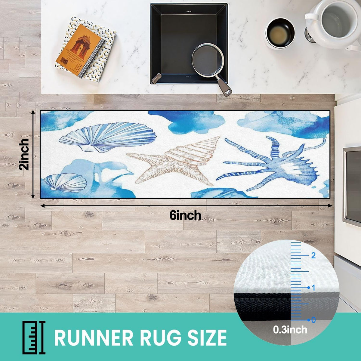 Runner Rug Washable 2x6 Seamless Pattern Fish Swimming Against Current Against Crowd Non-Slip Hallway Area Rug Indoor Outdoor Home Decor for Entryway Bathroom Kitchen Carpet Yoga Floor Mat