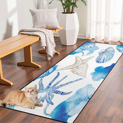 Runner Rug Washable 2x6 Seamless Pattern Fish Swimming Against Current Against Crowd Non-Slip Hallway Area Rug Indoor Outdoor Home Decor for Entryway Bathroom Kitchen Carpet Yoga Floor Mat