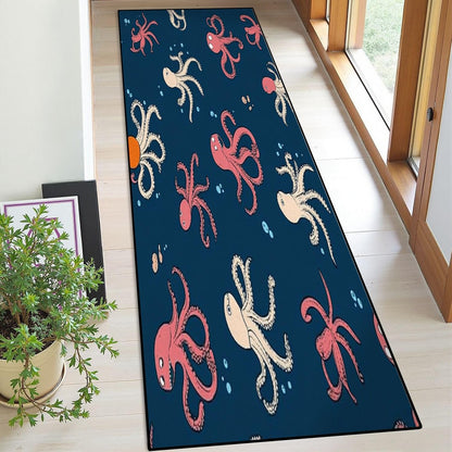 Runner Rug Washable 2x6 Seamless Pattern Fish Swimming Against Current Against Crowd Non-Slip Hallway Area Rug Indoor Outdoor Home Decor for Entryway Bathroom Kitchen Carpet Yoga Floor Mat