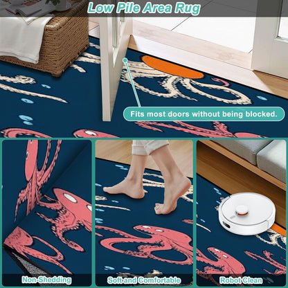 Runner Rug Washable 2x6 Seamless Pattern Fish Swimming Against Current Against Crowd Non-Slip Hallway Area Rug Indoor Outdoor Home Decor for Entryway Bathroom Kitchen Carpet Yoga Floor Mat