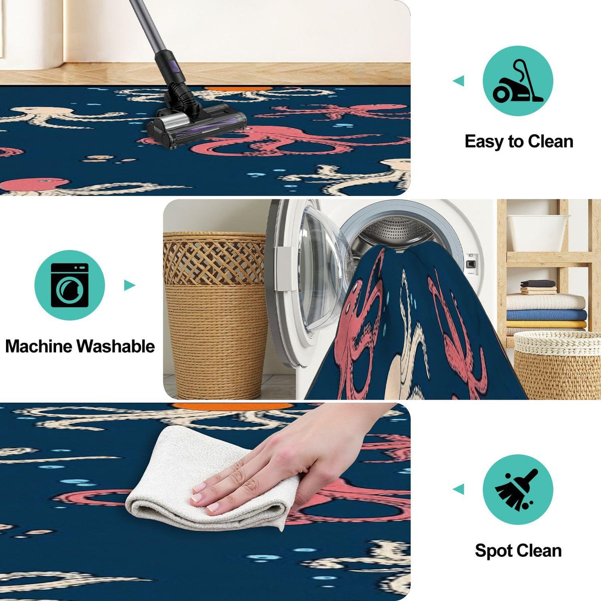 Runner Rug Washable 2x6 Seamless Pattern Fish Swimming Against Current Against Crowd Non-Slip Hallway Area Rug Indoor Outdoor Home Decor for Entryway Bathroom Kitchen Carpet Yoga Floor Mat