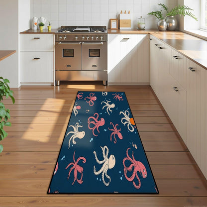 Runner Rug Washable 2x6 Seamless Pattern Fish Swimming Against Current Against Crowd Non-Slip Hallway Area Rug Indoor Outdoor Home Decor for Entryway Bathroom Kitchen Carpet Yoga Floor Mat
