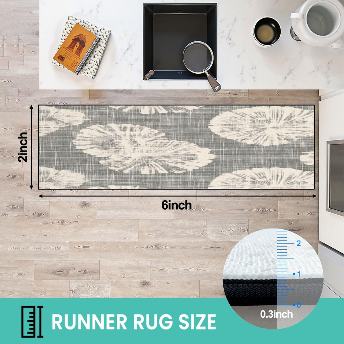 Runner Rug Washable 2x6 Seamless Pattern Fish Swimming Against Current Against Crowd Non-Slip Hallway Area Rug Indoor Outdoor Home Decor for Entryway Bathroom Kitchen Carpet Yoga Floor Mat