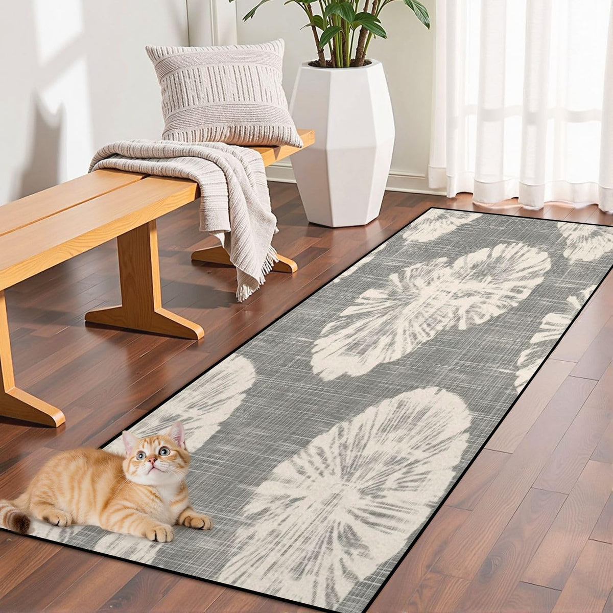 Runner Rug Washable 2x6 Seamless Pattern Fish Swimming Against Current Against Crowd Non-Slip Hallway Area Rug Indoor Outdoor Home Decor for Entryway Bathroom Kitchen Carpet Yoga Floor Mat