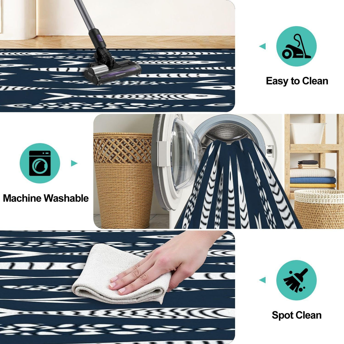 Runner Rug Washable 2x6 Seamless Pattern Fish Swimming Against Current Against Crowd Non-Slip Hallway Area Rug Indoor Outdoor Home Decor for Entryway Bathroom Kitchen Carpet Yoga Floor Mat