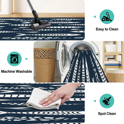 Runner Rug Washable 2x6 Seamless Pattern Fish Swimming Against Current Against Crowd Non-Slip Hallway Area Rug Indoor Outdoor Home Decor for Entryway Bathroom Kitchen Carpet Yoga Floor Mat