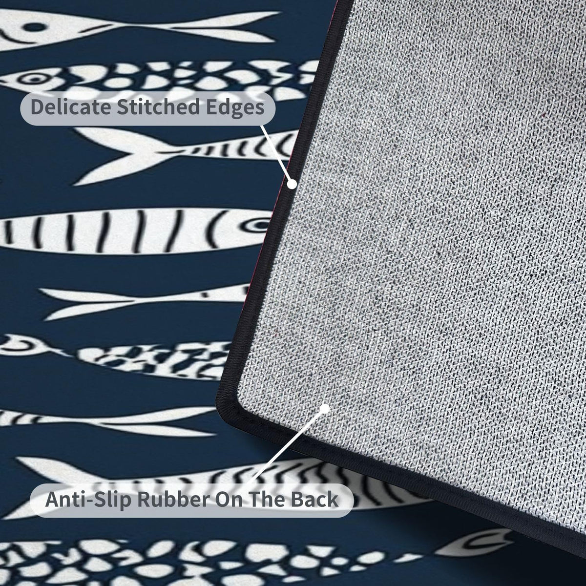 Runner Rug Washable 2x6 Seamless Pattern Fish Swimming Against Current Against Crowd Non-Slip Hallway Area Rug Indoor Outdoor Home Decor for Entryway Bathroom Kitchen Carpet Yoga Floor Mat