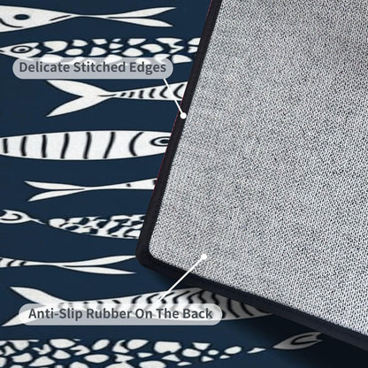 Runner Rug Washable 2x6 Seamless Pattern Fish Swimming Against Current Against Crowd Non-Slip Hallway Area Rug Indoor Outdoor Home Decor for Entryway Bathroom Kitchen Carpet Yoga Floor Mat