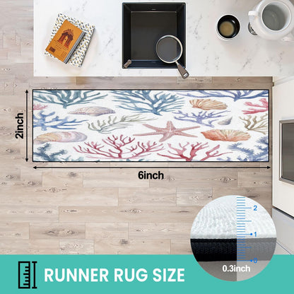 Runner Rug Washable 2x6 Seamless Pattern Fish Swimming Against Current Against Crowd Non-Slip Hallway Area Rug Indoor Outdoor Home Decor for Entryway Bathroom Kitchen Carpet Yoga Floor Mat