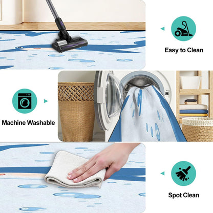 Runner Rug Washable 2x6 Seamless Pattern Fish Swimming Against Current Against Crowd Non-Slip Hallway Area Rug Indoor Outdoor Home Decor for Entryway Bathroom Kitchen Carpet Yoga Floor Mat