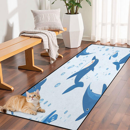 Runner Rug Washable 2x6 Seamless Pattern Fish Swimming Against Current Against Crowd Non-Slip Hallway Area Rug Indoor Outdoor Home Decor for Entryway Bathroom Kitchen Carpet Yoga Floor Mat