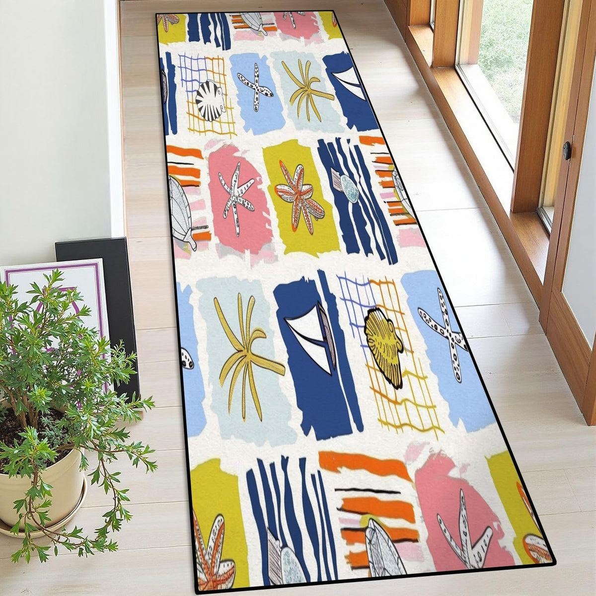 Runner Rug Washable 2x6 Seamless Pattern Fish Swimming Against Current Against Crowd Non-Slip Hallway Area Rug Indoor Outdoor Home Decor for Entryway Bathroom Kitchen Carpet Yoga Floor Mat