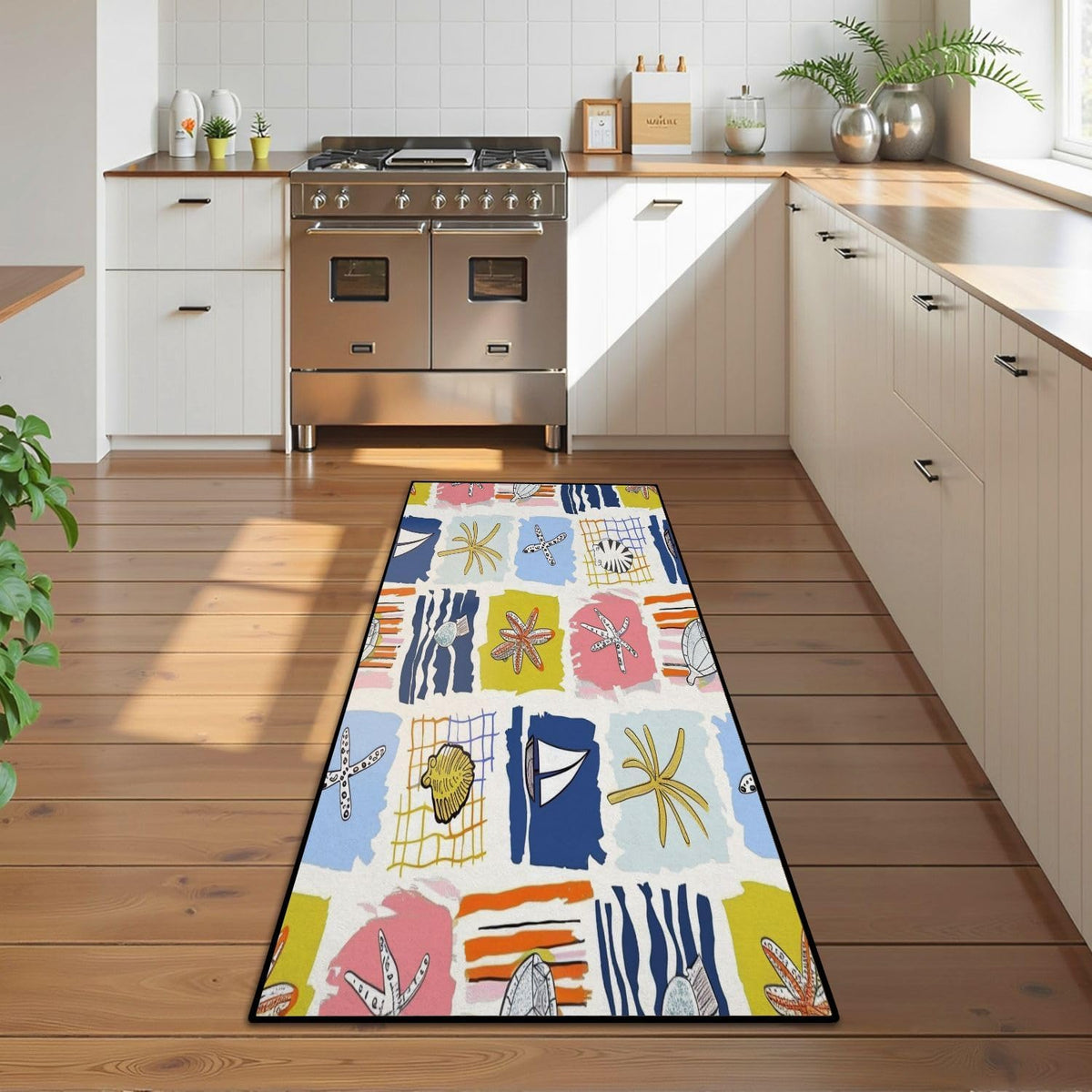 Runner Rug Washable 2x6 Seamless Pattern Fish Swimming Against Current Against Crowd Non-Slip Hallway Area Rug Indoor Outdoor Home Decor for Entryway Bathroom Kitchen Carpet Yoga Floor Mat