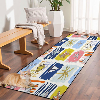 Runner Rug Washable 2x6 Seamless Pattern Fish Swimming Against Current Against Crowd Non-Slip Hallway Area Rug Indoor Outdoor Home Decor for Entryway Bathroom Kitchen Carpet Yoga Floor Mat