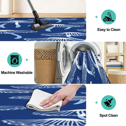 Runner Rug Washable 2x6 Seamless Pattern Fish Swimming Against Current Against Crowd Non-Slip Hallway Area Rug Indoor Outdoor Home Decor for Entryway Bathroom Kitchen Carpet Yoga Floor Mat