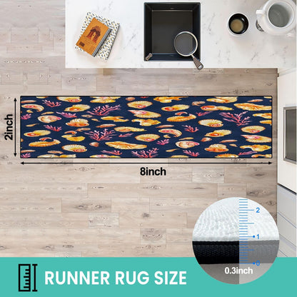 Runner Rug Washable 2x6 Seamless Pattern Fish Swimming Against Current Against Crowd Non-Slip Hallway Area Rug Indoor Outdoor Home Decor for Entryway Bathroom Kitchen Carpet Yoga Floor Mat