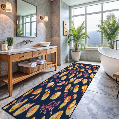 Runner Rug Washable 2x6 Seamless Pattern Fish Swimming Against Current Against Crowd Non-Slip Hallway Area Rug Indoor Outdoor Home Decor for Entryway Bathroom Kitchen Carpet Yoga Floor Mat