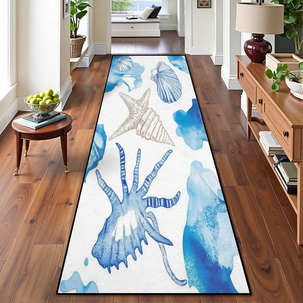 Runner Rug Washable 2x6 Seamless Pattern Fish Swimming Against Current Against Crowd Non-Slip Hallway Area Rug Indoor Outdoor Home Decor for Entryway Bathroom Kitchen Carpet Yoga Floor Mat