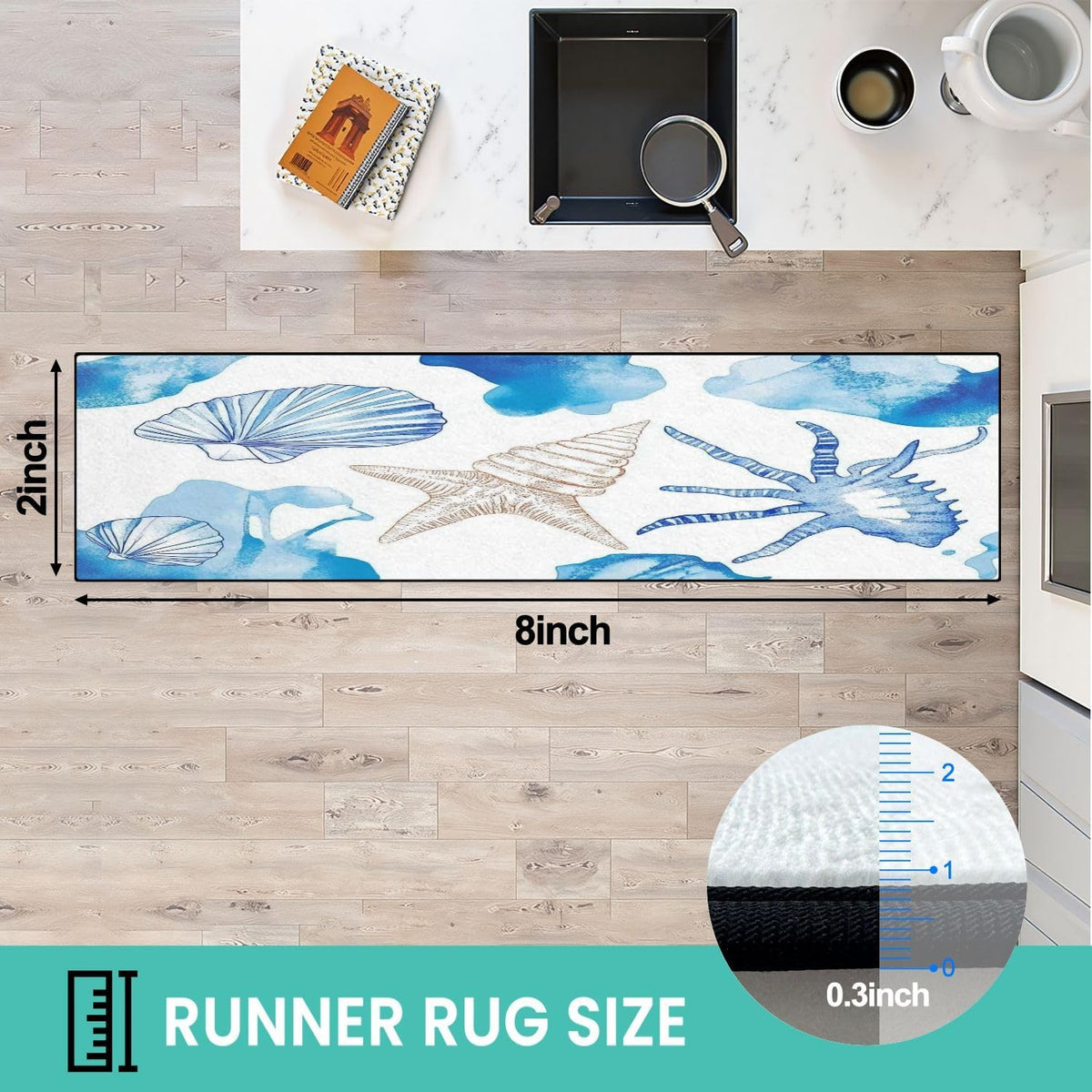 Runner Rug Washable 2x6 Seamless Pattern Fish Swimming Against Current Against Crowd Non-Slip Hallway Area Rug Indoor Outdoor Home Decor for Entryway Bathroom Kitchen Carpet Yoga Floor Mat