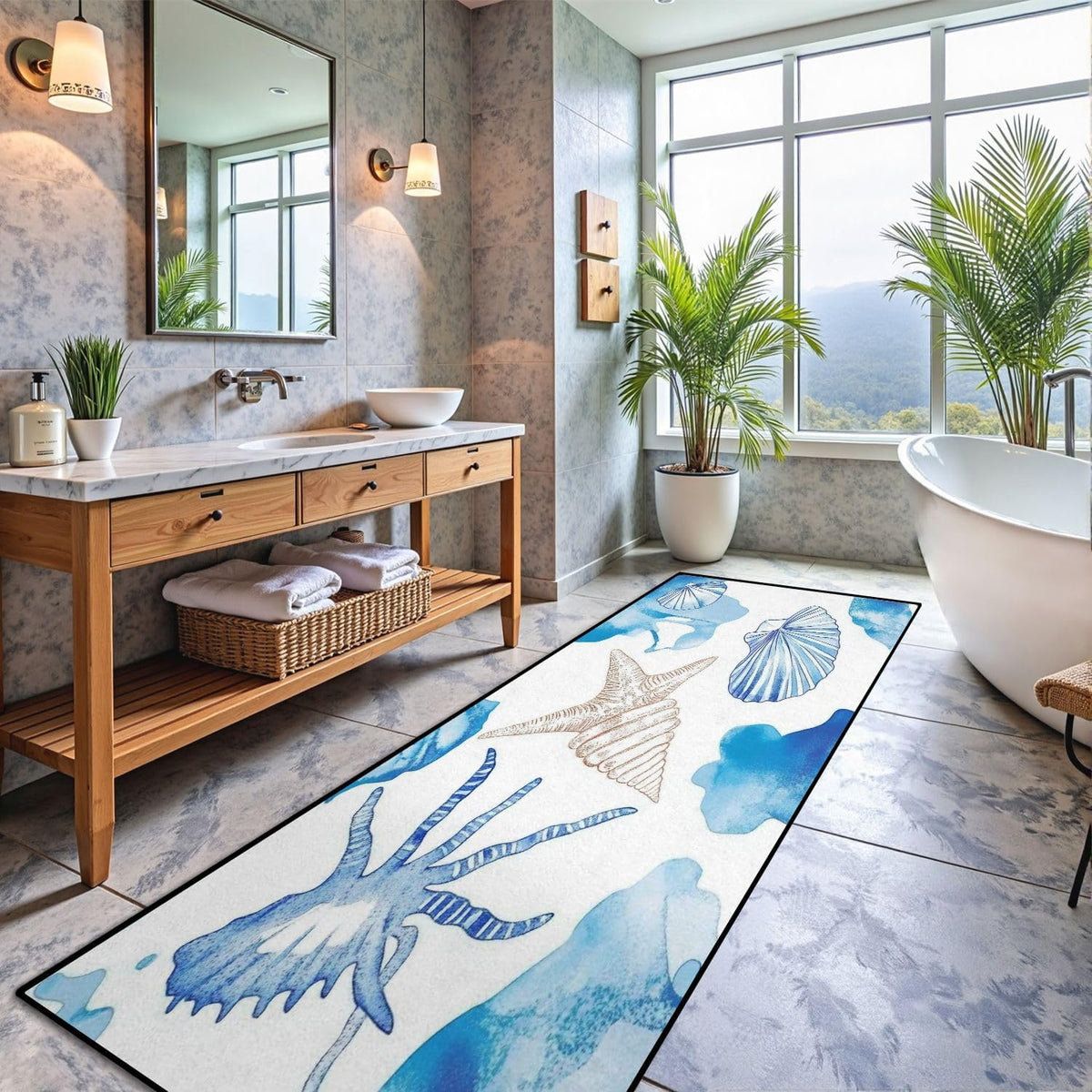 Runner Rug Washable 2x6 Seamless Pattern Fish Swimming Against Current Against Crowd Non-Slip Hallway Area Rug Indoor Outdoor Home Decor for Entryway Bathroom Kitchen Carpet Yoga Floor Mat
