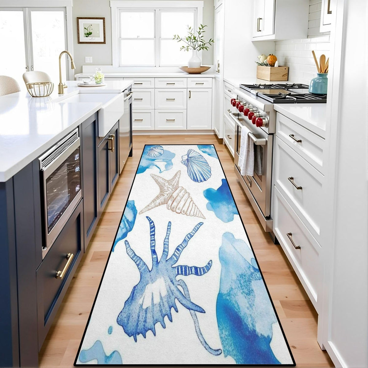 Runner Rug Washable 2x6 Seamless Pattern Fish Swimming Against Current Against Crowd Non-Slip Hallway Area Rug Indoor Outdoor Home Decor for Entryway Bathroom Kitchen Carpet Yoga Floor Mat