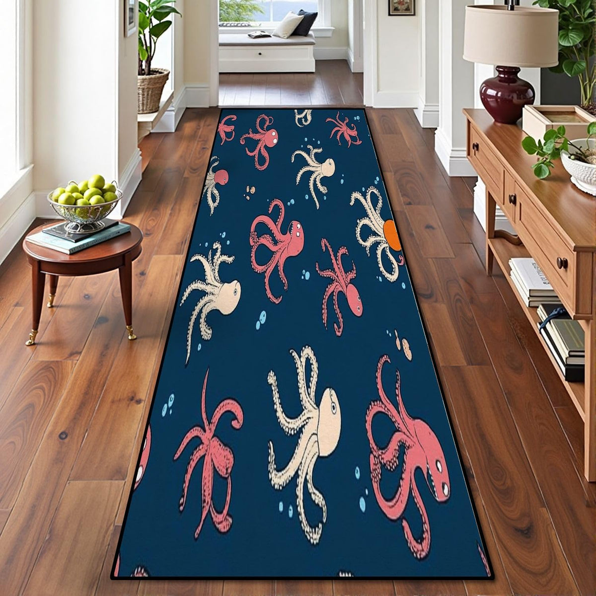 Runner Rug Washable 2x6 Seamless Pattern Fish Swimming Against Current Against Crowd Non-Slip Hallway Area Rug Indoor Outdoor Home Decor for Entryway Bathroom Kitchen Carpet Yoga Floor Mat