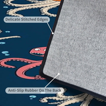Runner Rug Washable 2x6 Seamless Pattern Fish Swimming Against Current Against Crowd Non-Slip Hallway Area Rug Indoor Outdoor Home Decor for Entryway Bathroom Kitchen Carpet Yoga Floor Mat