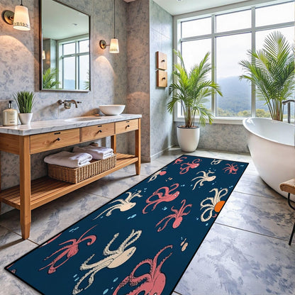 Runner Rug Washable 2x6 Seamless Pattern Fish Swimming Against Current Against Crowd Non-Slip Hallway Area Rug Indoor Outdoor Home Decor for Entryway Bathroom Kitchen Carpet Yoga Floor Mat