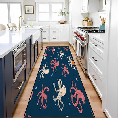 Runner Rug Washable 2x6 Seamless Pattern Fish Swimming Against Current Against Crowd Non-Slip Hallway Area Rug Indoor Outdoor Home Decor for Entryway Bathroom Kitchen Carpet Yoga Floor Mat