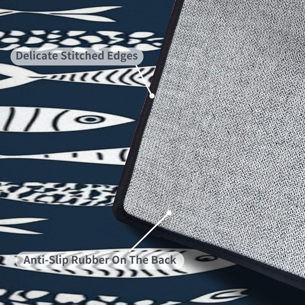 Runner Rug Washable 2x6 Seamless Pattern Fish Swimming Against Current Against Crowd Non-Slip Hallway Area Rug Indoor Outdoor Home Decor for Entryway Bathroom Kitchen Carpet Yoga Floor Mat