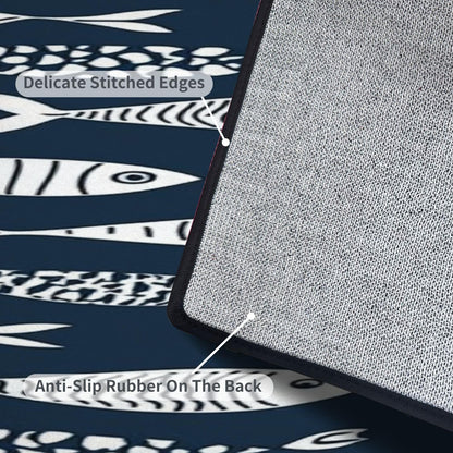 Runner Rug Washable 2x6 Seamless Pattern Fish Swimming Against Current Against Crowd Non-Slip Hallway Area Rug Indoor Outdoor Home Decor for Entryway Bathroom Kitchen Carpet Yoga Floor Mat