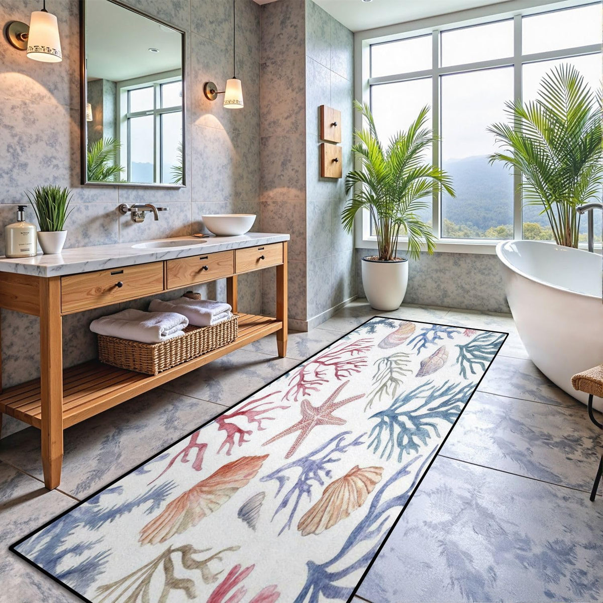 Runner Rug Washable 2x6 Seamless Pattern Fish Swimming Against Current Against Crowd Non-Slip Hallway Area Rug Indoor Outdoor Home Decor for Entryway Bathroom Kitchen Carpet Yoga Floor Mat