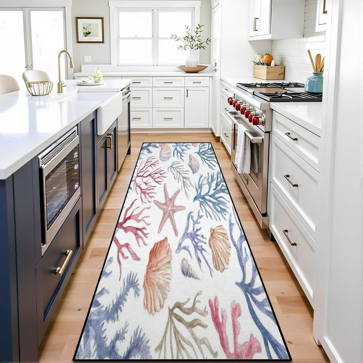 Runner Rug Washable 2x6 Seamless Pattern Fish Swimming Against Current Against Crowd Non-Slip Hallway Area Rug Indoor Outdoor Home Decor for Entryway Bathroom Kitchen Carpet Yoga Floor Mat