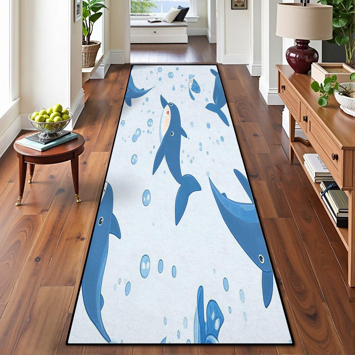 Runner Rug Washable 2x6 Seamless Pattern Fish Swimming Against Current Against Crowd Non-Slip Hallway Area Rug Indoor Outdoor Home Decor for Entryway Bathroom Kitchen Carpet Yoga Floor Mat