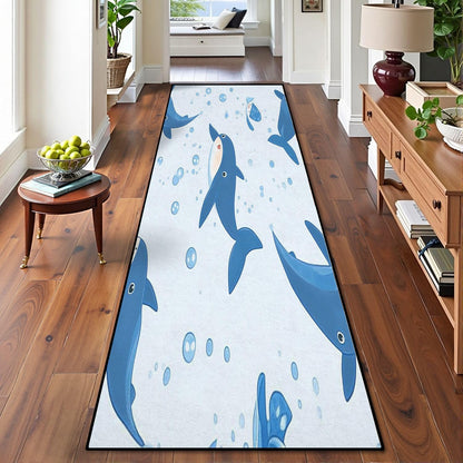 Runner Rug Washable 2x6 Seamless Pattern Fish Swimming Against Current Against Crowd Non-Slip Hallway Area Rug Indoor Outdoor Home Decor for Entryway Bathroom Kitchen Carpet Yoga Floor Mat
