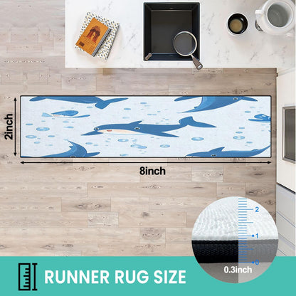 Runner Rug Washable 2x6 Seamless Pattern Fish Swimming Against Current Against Crowd Non-Slip Hallway Area Rug Indoor Outdoor Home Decor for Entryway Bathroom Kitchen Carpet Yoga Floor Mat