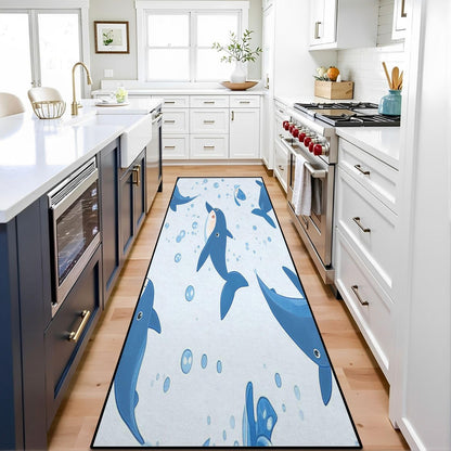 Runner Rug Washable 2x6 Seamless Pattern Fish Swimming Against Current Against Crowd Non-Slip Hallway Area Rug Indoor Outdoor Home Decor for Entryway Bathroom Kitchen Carpet Yoga Floor Mat