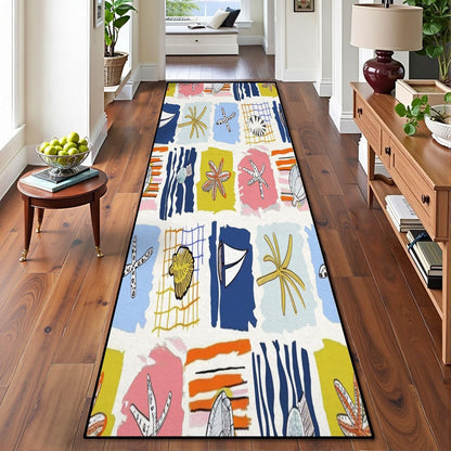 Runner Rug Washable 2x6 Seamless Pattern Fish Swimming Against Current Against Crowd Non-Slip Hallway Area Rug Indoor Outdoor Home Decor for Entryway Bathroom Kitchen Carpet Yoga Floor Mat