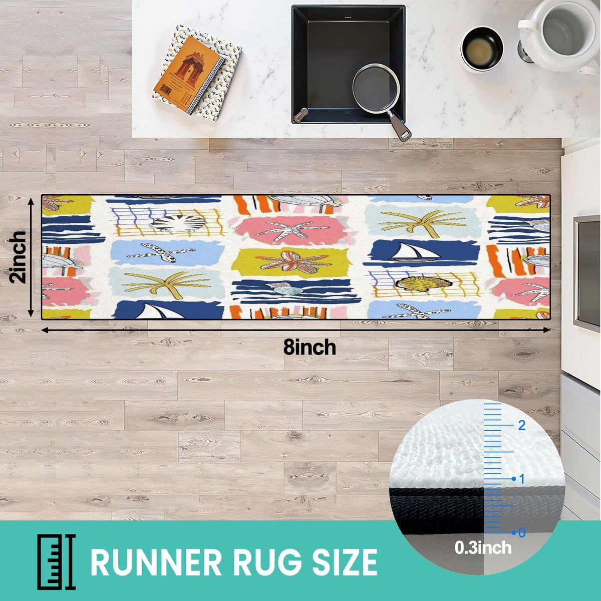 Runner Rug Washable 2x6 Seamless Pattern Fish Swimming Against Current Against Crowd Non-Slip Hallway Area Rug Indoor Outdoor Home Decor for Entryway Bathroom Kitchen Carpet Yoga Floor Mat