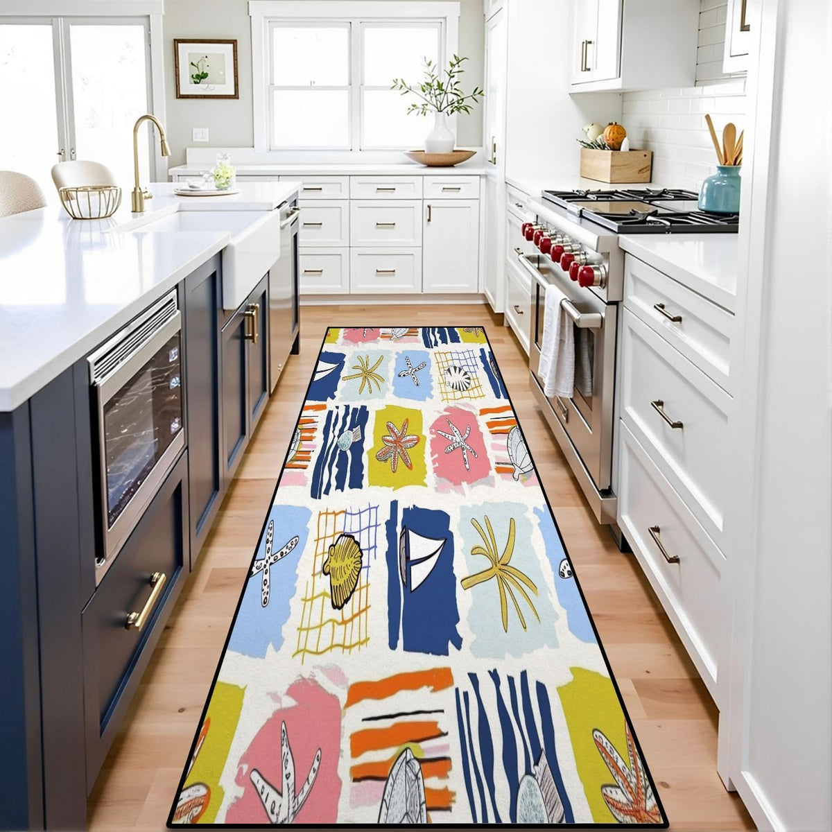 Runner Rug Washable 2x6 Seamless Pattern Fish Swimming Against Current Against Crowd Non-Slip Hallway Area Rug Indoor Outdoor Home Decor for Entryway Bathroom Kitchen Carpet Yoga Floor Mat