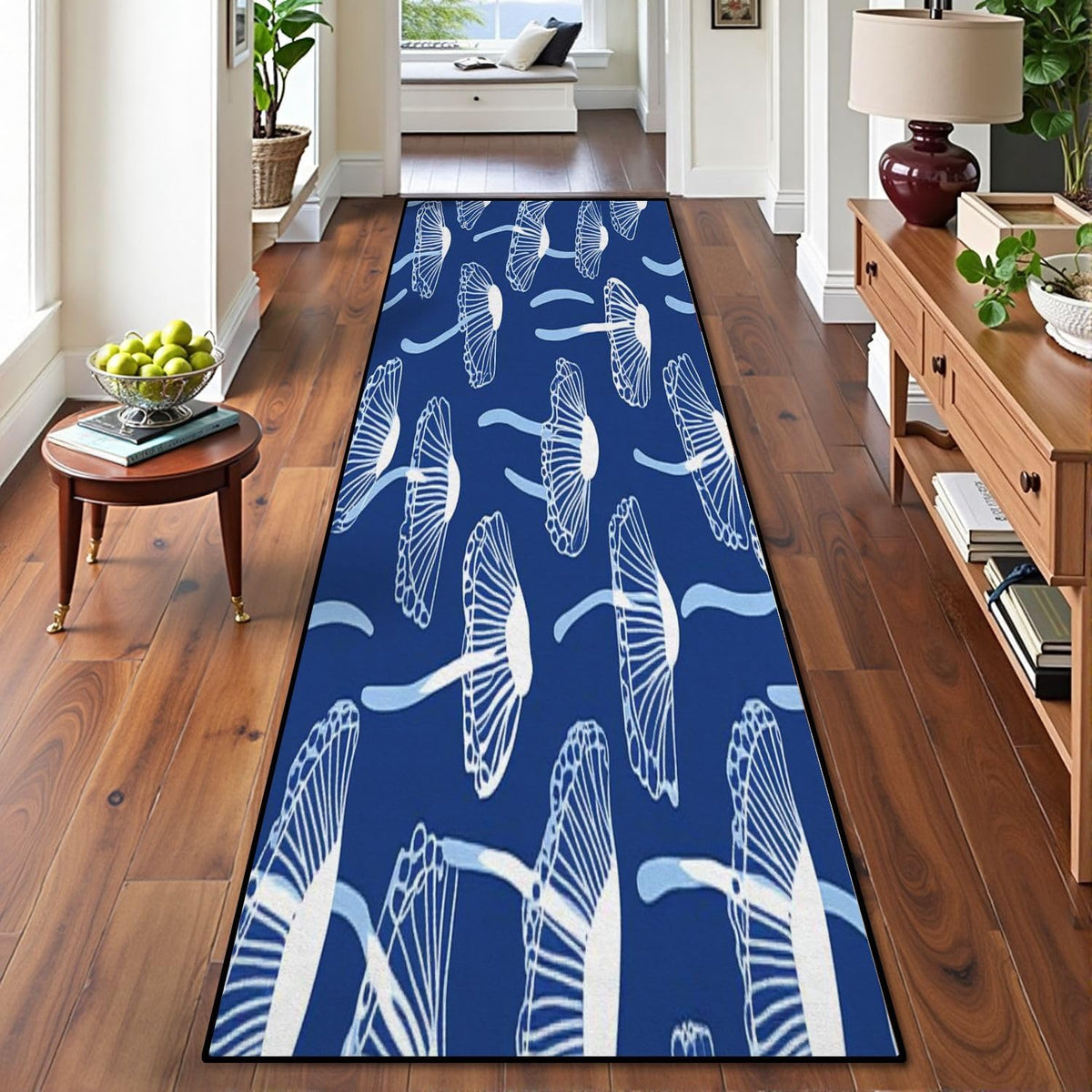 Runner Rug Washable 2x6 Seamless Pattern Fish Swimming Against Current Against Crowd Non-Slip Hallway Area Rug Indoor Outdoor Home Decor for Entryway Bathroom Kitchen Carpet Yoga Floor Mat