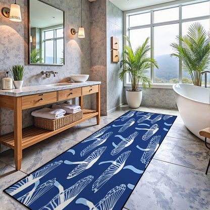 Runner Rug Washable 2x6 Seamless Pattern Fish Swimming Against Current Against Crowd Non-Slip Hallway Area Rug Indoor Outdoor Home Decor for Entryway Bathroom Kitchen Carpet Yoga Floor Mat