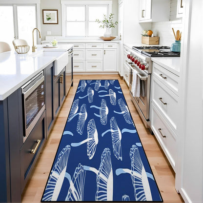 Runner Rug Washable 2x6 Seamless Pattern Fish Swimming Against Current Against Crowd Non-Slip Hallway Area Rug Indoor Outdoor Home Decor for Entryway Bathroom Kitchen Carpet Yoga Floor Mat