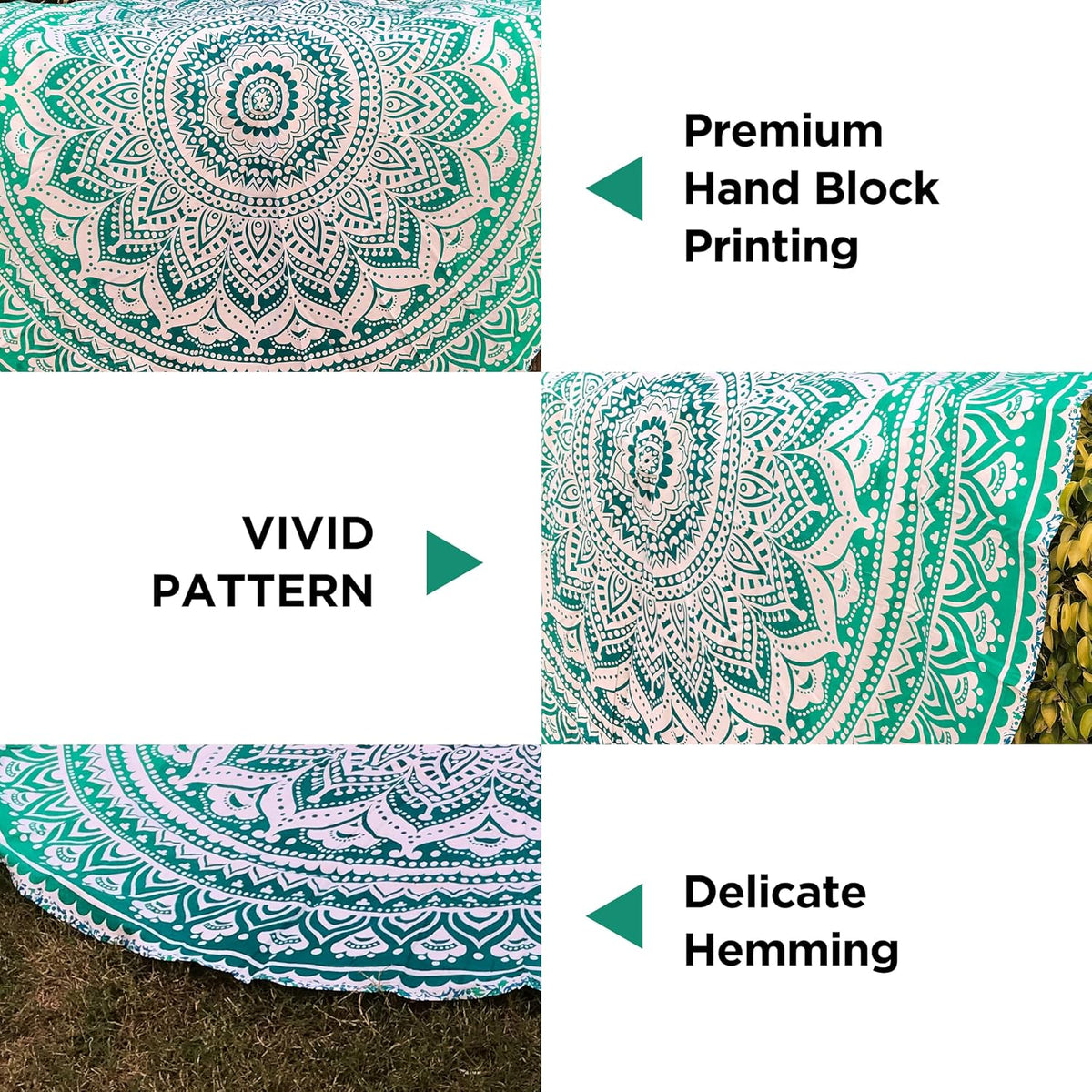 Large Green Ombre Mandala Tapestry Wall Hanging,Indian Cotton Beach Throw Blanket Hippie Queen Boho Décor,Meditation Yoga Mat Rugs,82x92 Inches