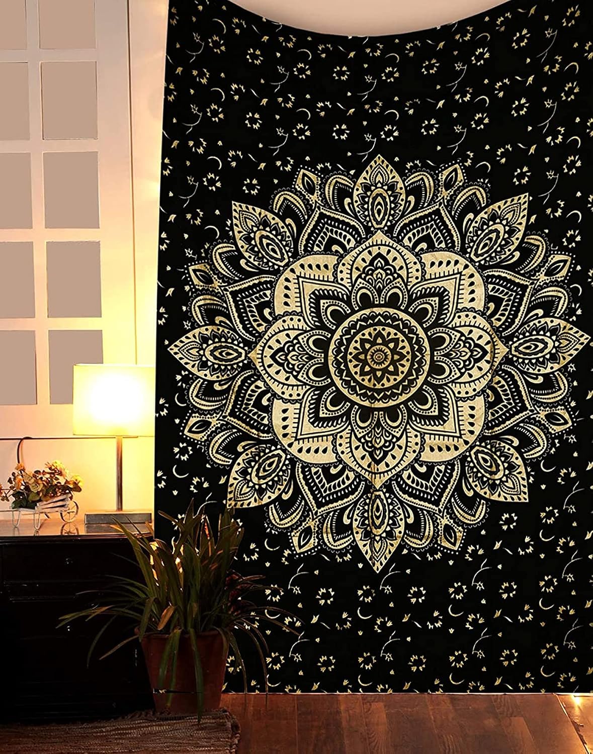 Large Green Ombre Mandala Tapestry Wall Hanging,Indian Cotton Beach Throw Blanket Hippie Queen Boho Décor,Meditation Yoga Mat Rugs,82x92 Inches